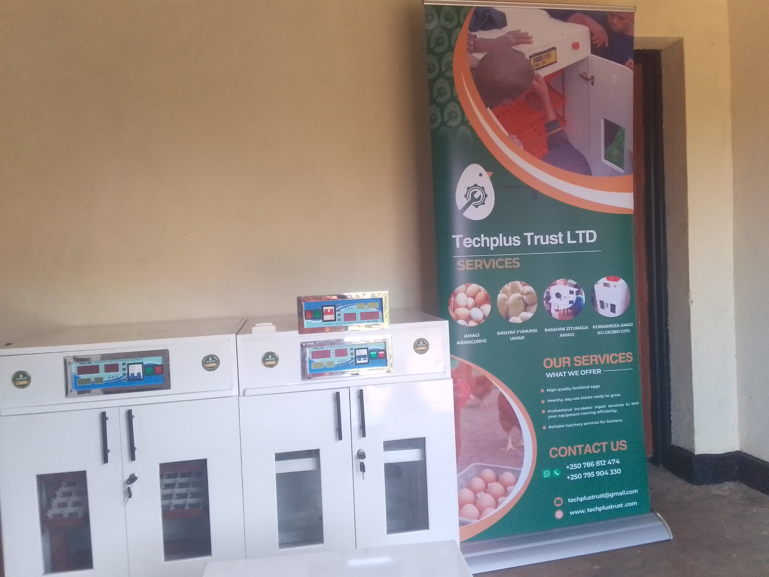 TechPlus Trust incubators on display with the company's services banner